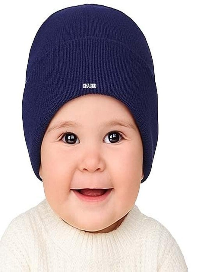CHACKO Kids Winter Woolen Beanie Cap - Warm & Soft Knit Hat for Boys & Girls | Ideal for School & Cold Weather (Blue, Age 2-5 Years) - Pack of 1 - Image 1