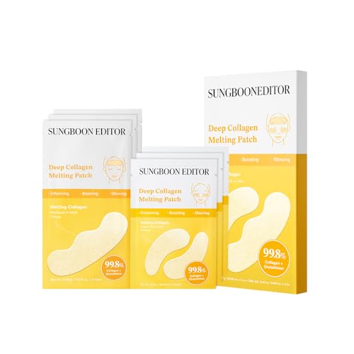 SUNGBOON EDITOR Deep Collagen Melting Patch  Real Collagen Glutathione Glass Skin Skin Firming for Deep Wrinkle Spot Correcting Collagen Patches Under Eye Mask Korean Skin Care 113 ounces