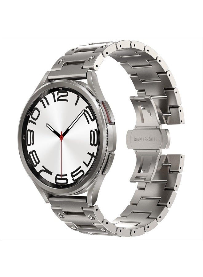 WINGLE for Galaxy Watch 5 Band Pro 45mm 44mm, Galaxy Watch 6 Band Classic 47mm 43mm 44mm 40mm, Samsung Galaxy Watch 4 Band Classic 46mm 42mm for Men Galaxy Watch 3/Gear S2 20mm Metal Band, Titanium - Image 1