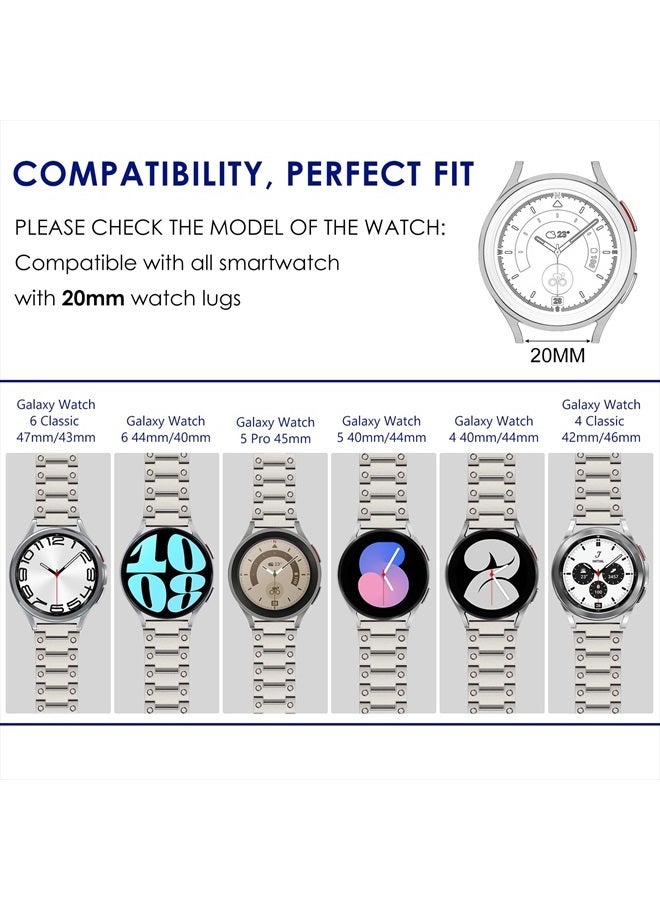 WINGLE for Galaxy Watch 5 Band Pro 45mm 44mm, Galaxy Watch 6 Band Classic 47mm 43mm 44mm 40mm, Samsung Galaxy Watch 4 Band Classic 46mm 42mm for Men Galaxy Watch 3/Gear S2 20mm Metal Band, Titanium - Image 2