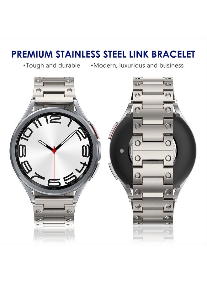WINGLE for Galaxy Watch 5 Band Pro 45mm 44mm, Galaxy Watch 6 Band Classic 47mm 43mm 44mm 40mm, Samsung Galaxy Watch 4 Band Classic 46mm 42mm for Men Galaxy Watch 3/Gear S2 20mm Metal Band, Titanium - Image 3