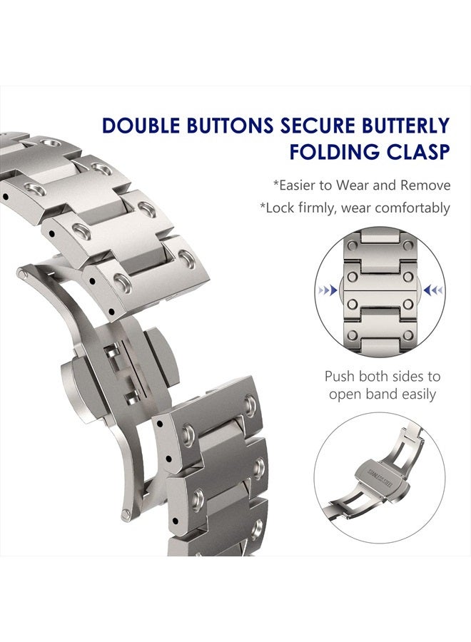 WINGLE for Galaxy Watch 5 Band Pro 45mm 44mm, Galaxy Watch 6 Band Classic 47mm 43mm 44mm 40mm, Samsung Galaxy Watch 4 Band Classic 46mm 42mm for Men Galaxy Watch 3/Gear S2 20mm Metal Band, Titanium - Image 4