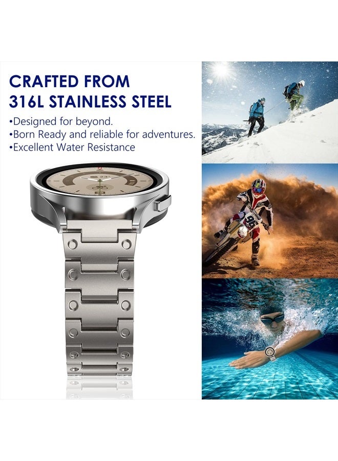 WINGLE for Galaxy Watch 5 Band Pro 45mm 44mm, Galaxy Watch 6 Band Classic 47mm 43mm 44mm 40mm, Samsung Galaxy Watch 4 Band Classic 46mm 42mm for Men Galaxy Watch 3/Gear S2 20mm Metal Band, Titanium - Image 5