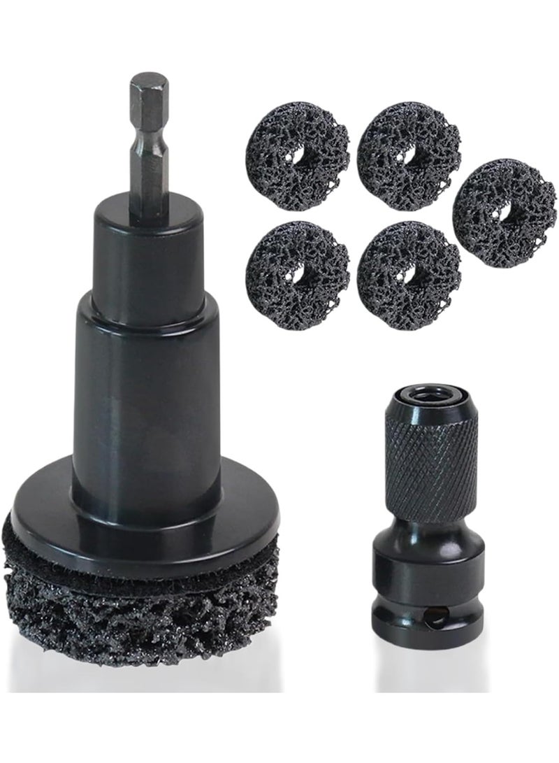 Wheel Hub Cleaning Tool, Wheel Stud Cleaner, Brake Hub Cleaning Kit, Stud with 5 Head, Grinding Maintenance Cleaner Kit for Nuts, Car & Truck - Image 1
