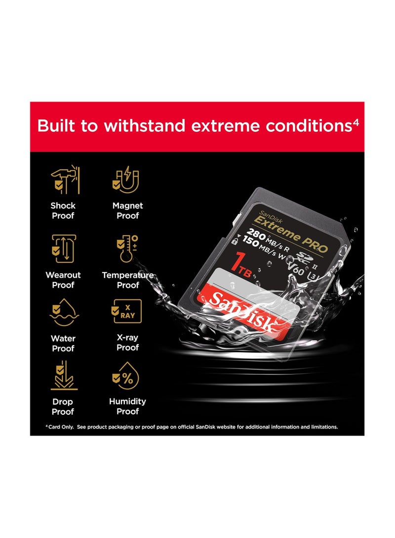 سانديسك 1TB Extreme PRO SDXC UHS-II Memory Card - C10, U3, V60, 6K, 4K UHD, SD Card - SDSDXEP-1T00-GN4IN - Image 5