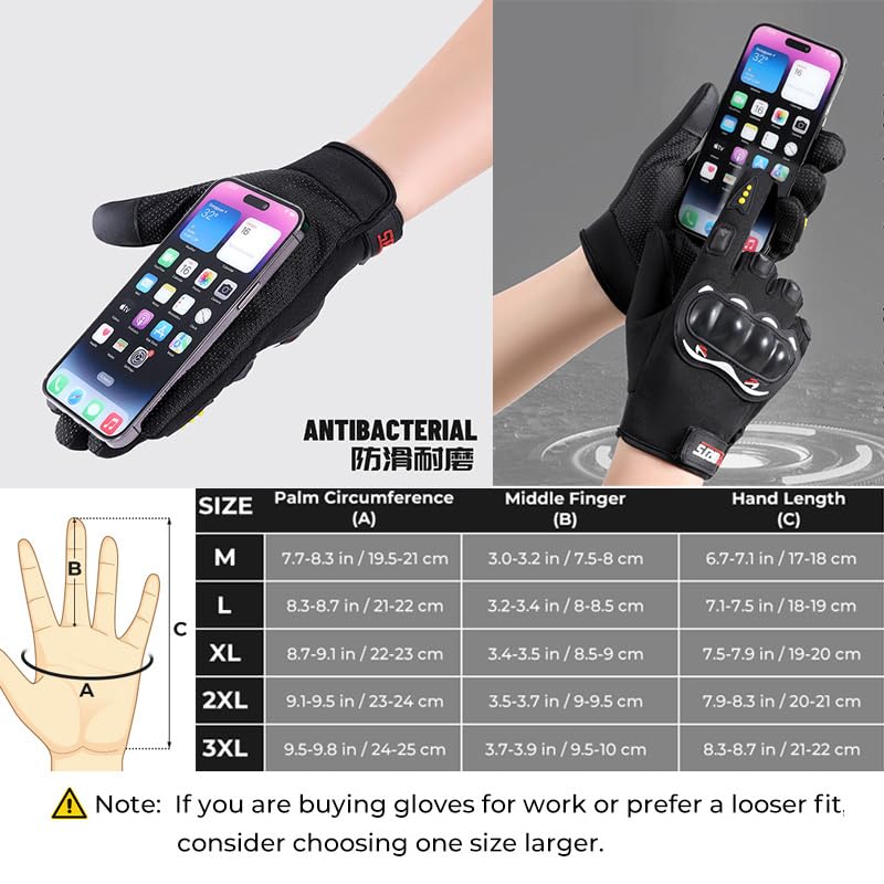 KEYSDEX All-Season Touchscreen Motorcycle Gloves for Men & Women, Ideal for On-Road, Off-Road, Motocross, ATV, UTV, Bicycle Racing & Tactical Hiking Black(OSFA) - Image 5