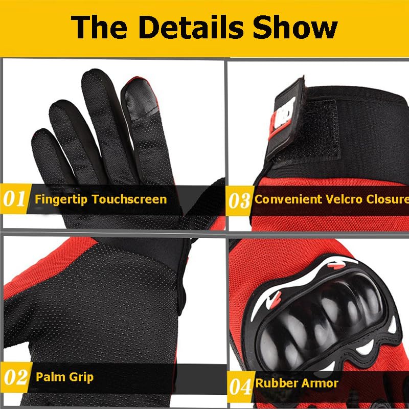 KEYSDEX All-Season Touchscreen Motorcycle Gloves for Men & Women, Ideal for On-Road, Off-Road, Motocross, ATV, UTV, Bicycle Racing & Tactical Hiking Black(OSFA) - Image 4