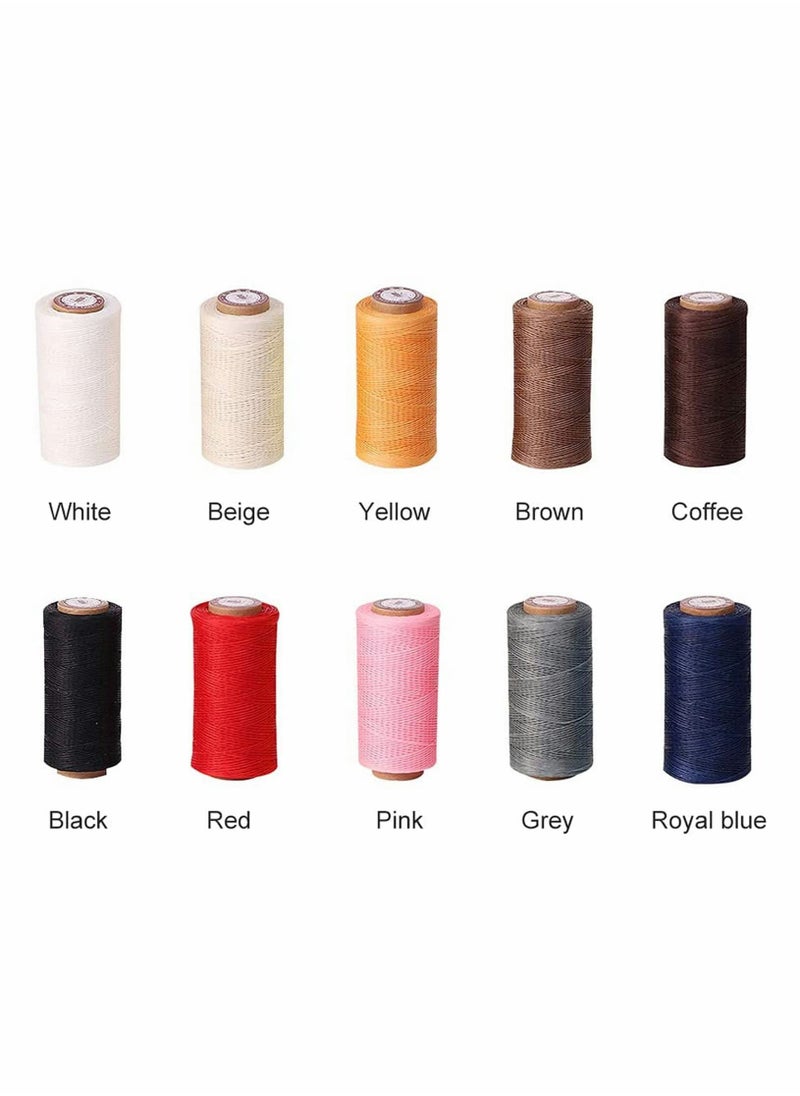 Excefore 150D Waxed Cords Polyester Sewing Thread All Purpose Flat Wax ing Strings for Bookbinding Macrame Handcraft DIY Bracelets (Black)  - Image 2