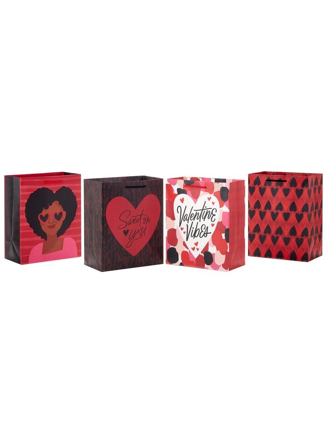Hallmark Mahogany Valentine'S Day 9" Medium Gift Bag Bundle (4 Bags Valentine Vibes Hearts Sweet On You) For Friends Sisters Galentines Husband Wife - Image 1