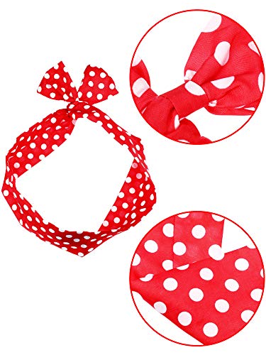 SATINIOR 6 Pack 50s Women Costume Accessories Set Halloween Party Costumes for Women1950s Scarf Headband Earrings Bandana Tie Cat Eye Glasses(Red, Black) - Image 4