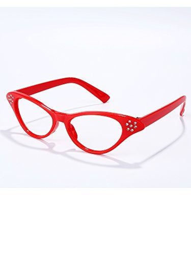 SATINIOR 6 Pack 50s Women Costume Accessories Set Halloween Party Costumes for Women1950s Scarf Headband Earrings Bandana Tie Cat Eye Glasses(Red, Black) - Image 5