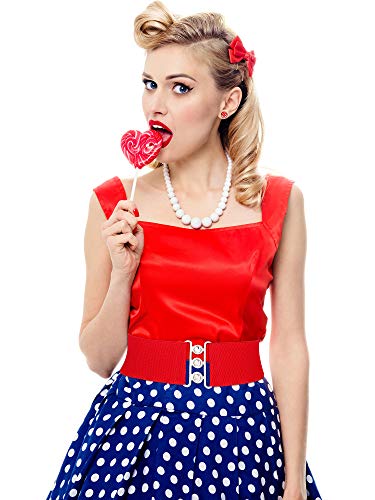 SATINIOR 6 Pack 50s Women Costume Accessories Set Halloween Party Costumes for Women1950s Scarf Headband Earrings Bandana Tie Cat Eye Glasses(Red, Black) - Image 2