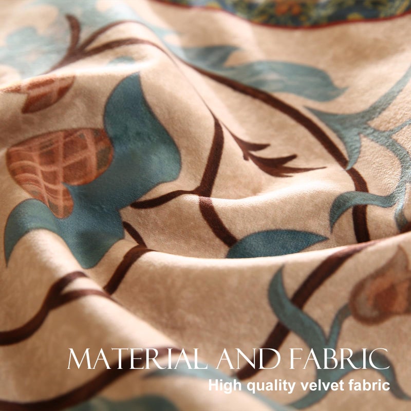 patdrea Designer Casual Wild Floral Velvet Table Runner 87 Inch Long, Brown Occult Bouquets Pattern Table Mat, Decoration for Kitchen Dining Coffee Table Cabinet Banquet Thanksgiving,12"*87" - Image 3