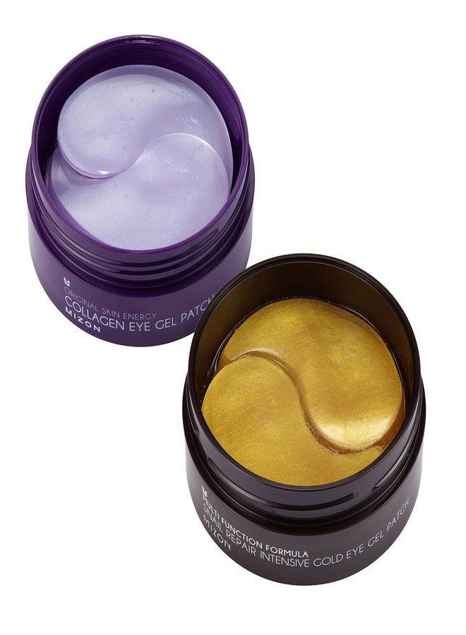 MIZON Collagen Under Eye Gel Mask 100% Essence Hydrogel Eye Patch, 24K Gold Snail Eye Treatment Anti-Aging Reduces Puffiness, Dark Circles treatment, Snail & Gold/Collagen Eye Masks (60 Pieces each) - Image 1