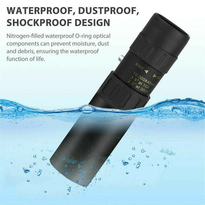 10-300X40mm Monocular Telescope with smartphone holder and tripod, Waterproof Compact Optical High Powered Monocular for Adults Kids Bird Watching Hunting Hiking Concert Travelling - Image 5