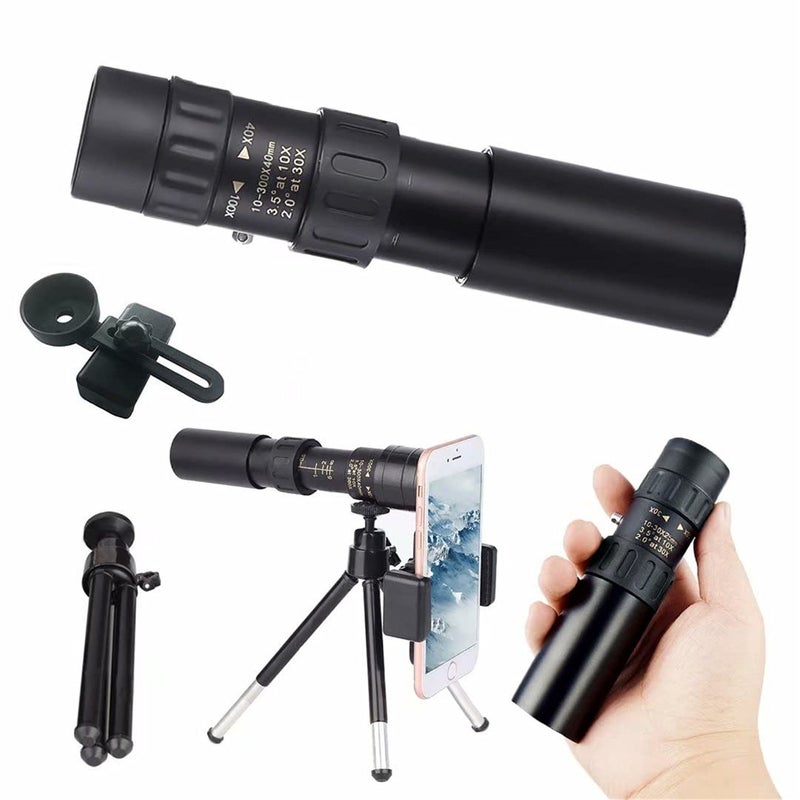 10-300X40mm Monocular Telescope with smartphone holder and tripod, Waterproof Compact Optical High Powered Monocular for Adults Kids Bird Watching Hunting Hiking Concert Travelling - Image 1
