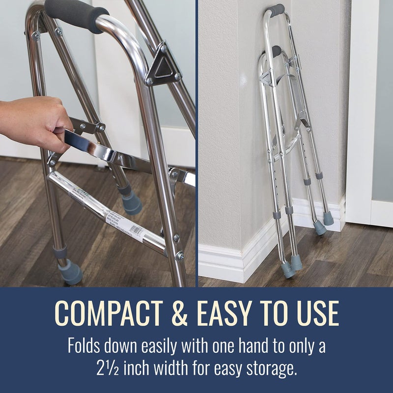DMI Folding Hemi-Walker Provides Support, Aluminum, Silver, 30'- 35', FSA & HSA Eligible, Lightweight, Superior Support, Comfortable Hand Grips, Easy To Open And Close - Image 5