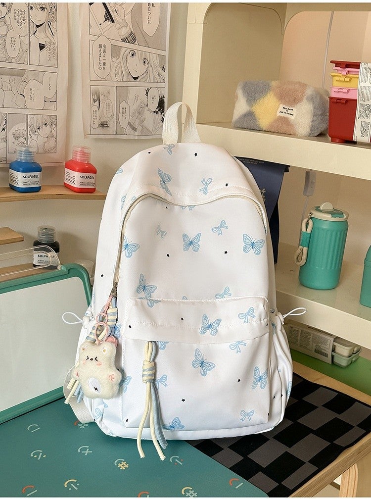 Bluejw Butterfly-themed Fresh-style Backpack For Junior And Senior High School Students And College Students; Durable Nylon, Versatile, And Minimalist Women’s Backpack - Image 1
