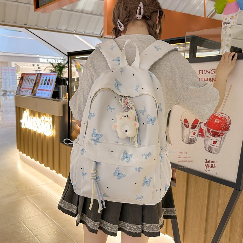 Bluejw Butterfly-themed Fresh-style Backpack For Junior And Senior High School Students And College Students; Durable Nylon, Versatile, And Minimalist Women’s Backpack - Image 2