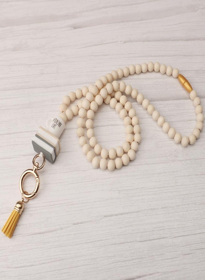 UGELOKI 2024 Teacher Lanyard with ID Holder, Fashion Wood Beaded Lanyard for Key, Super Cute Boho Breakaway Lanyard for Women - Image 5