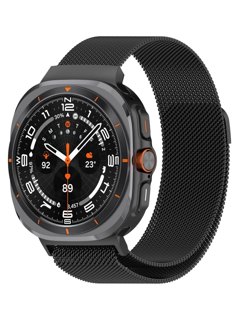 S-Color Galaxy Watch Ultra Strap Magnetic Metal Wistband Stainless Steel Mesh Milanesse Loop Magnet Clasp Replacement Strap Compatible for Samsung Galaxy Watch Ultra Band Watch 7 47mm Men Women - Image 1