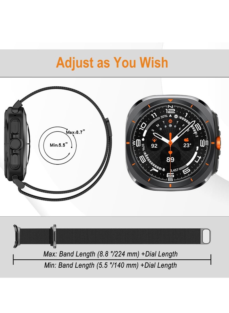 S-Color Galaxy Watch Ultra Strap Magnetic Metal Wistband Stainless Steel Mesh Milanesse Loop Magnet Clasp Replacement Strap Compatible for Samsung Galaxy Watch Ultra Band Watch 7 47mm Men Women - Image 5