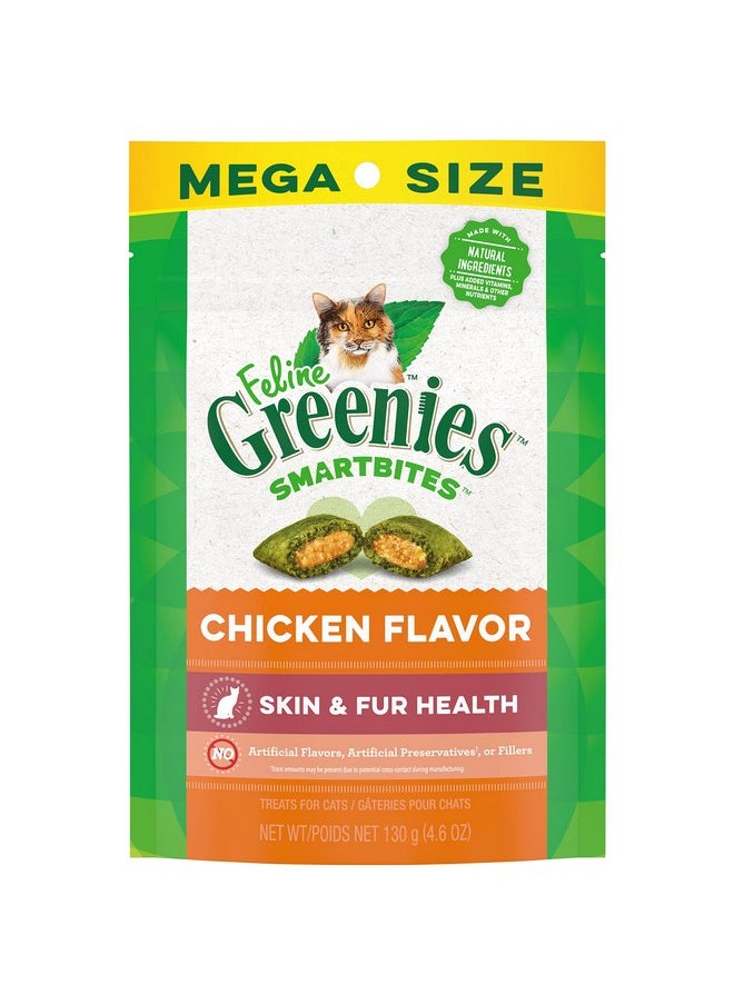 Greenies - Greenies Feline Smartbites Skin & Fur Crunchy and Soft Natural Cat Treats, Chicken Flavor, 4.6 oz. Pack - Image 1