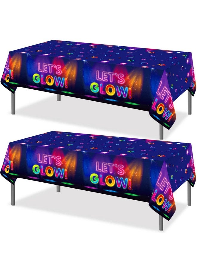 Tegeme Glow Tablecloth 86 X 51 Inch Glow In The Dark Tablecloth Disposable Tablecloths For Glow Theme Neon Party Black Light Party Supplies(2 Pieces) - Image 1