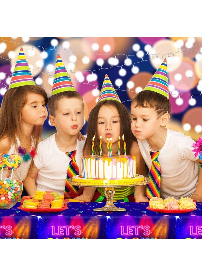 Tegeme Glow Tablecloth 86 X 51 Inch Glow In The Dark Tablecloth Disposable Tablecloths For Glow Theme Neon Party Black Light Party Supplies(2 Pieces) - Image 4