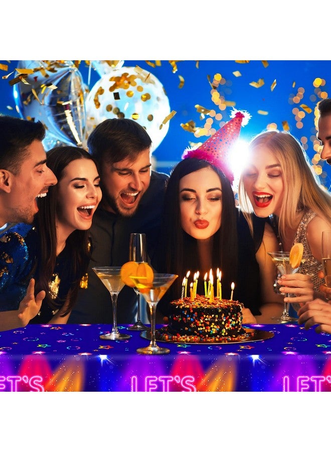 Tegeme Glow Tablecloth 86 X 51 Inch Glow In The Dark Tablecloth Disposable Tablecloths For Glow Theme Neon Party Black Light Party Supplies(2 Pieces) - Image 5