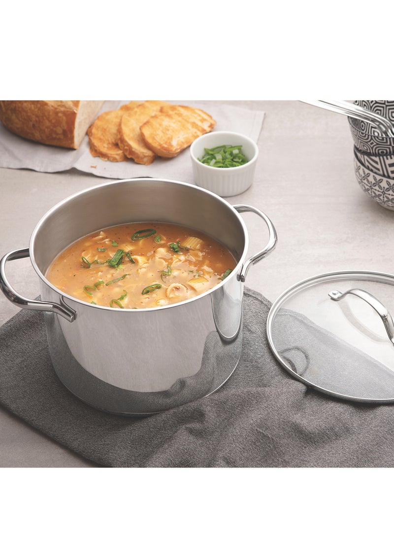 TRAMONTINA Since 1911,Made in Brazil-  Tramontina, Una Cookware Set, Stainless Steel, 7-Piece Set, Premium Quality, Mirror Finish, Tri-Ply Base, Even Heat Distribution, Faster Cooking, Energy Efficiency, Food Warmth, Tight-Fitting Glass Lids, Steam Vent, Dishwasher Safe, Culinary Pleasure, Elegant Kitchen, Captivating Design, Convenient Cooking, Unmatched Aroma, Flavorful Dishes, Guaranteed Satisfaction - Image 5