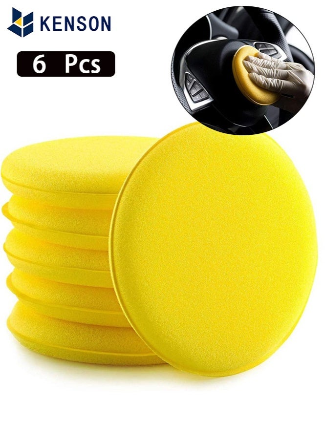 KENSON 6 pcs Microfibre Hand Car Polishing Sponge, Waxing Polish Foam Sponge Wax Applicator Pad for Waxes, Polishes, Paint Cleaner, Car Polish 105x18 mm - Image 1
