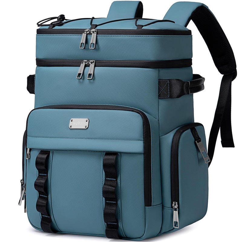 Weitars Insulated Cooler Backpack,Double Deck Waterproof Soft Cooler Bag,Backpack Coolers Leak Proof Lunch Backpack for Men Women for Travel,Camping,Picnic,Beach,Picnic,Outdoor 31L/52 Can (Blue) - Image 1