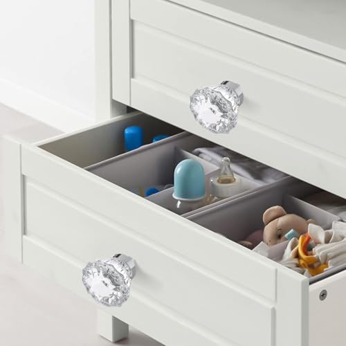 CEYMIO Glass Cabinet Knobs 8 Pack Crystal Vintage Knob for Kitchen Closet Dresser Drawers Cupboard Wardrobe Clear Cabinets Hardwares Unique Decor Accessories with Screws Washers Polished Chrome Base - Image 3