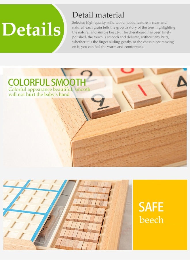 Wooden Sudoku Nine Palace Grid Game Chess Sudoku Puzzles Board Game Toy Math Board Game with Number Educational Sudoku Puzzles Game Wooden Desktop Game Train Logical Thinking Ability  - Image 2