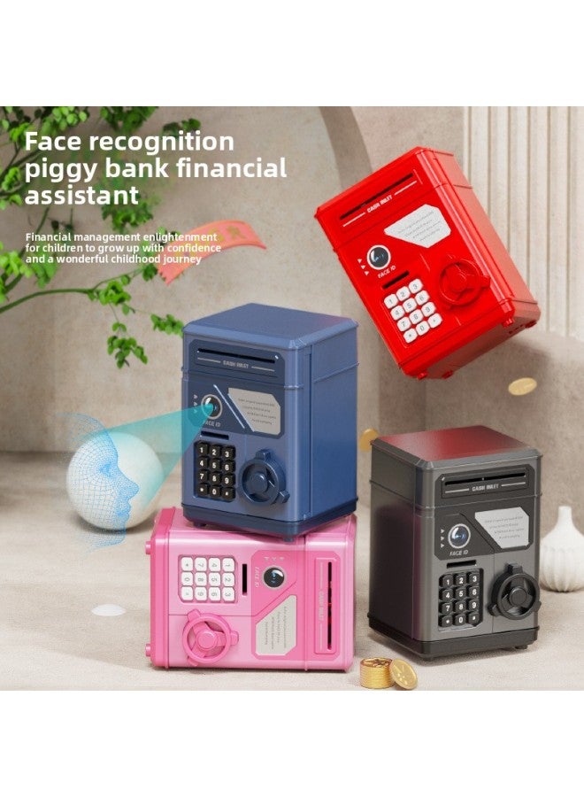Children's Face Recognition Piggy Bank Automatic Induction Roll Money ATM Large Capacity Password Unlock Piggy Bank Toy-Color:Face Recognition Piggy Bank-black (rechargeable Version)