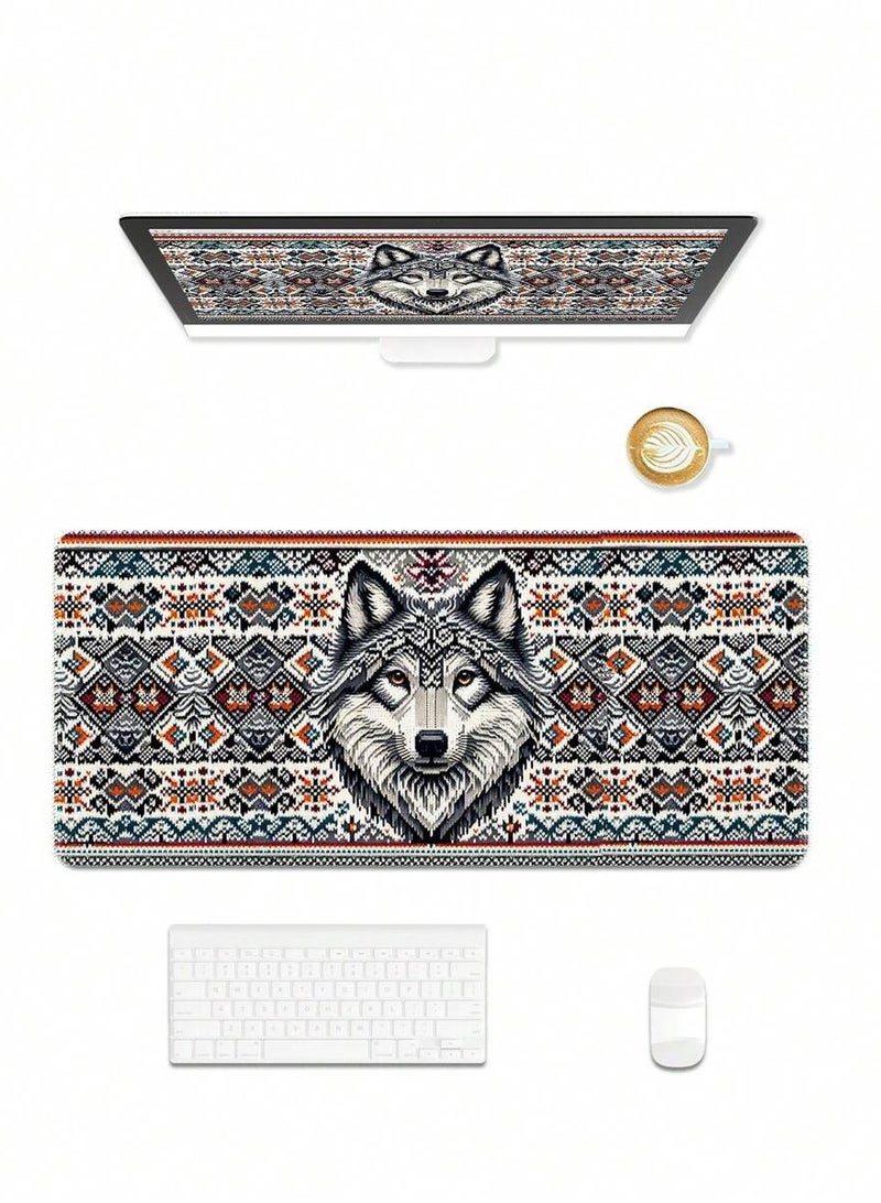 Elegant Wolf Design Mouse Pad, 900x400 mm, Soft Surface, Water-Resistant with Non-Slip Rubber Base - Image 2