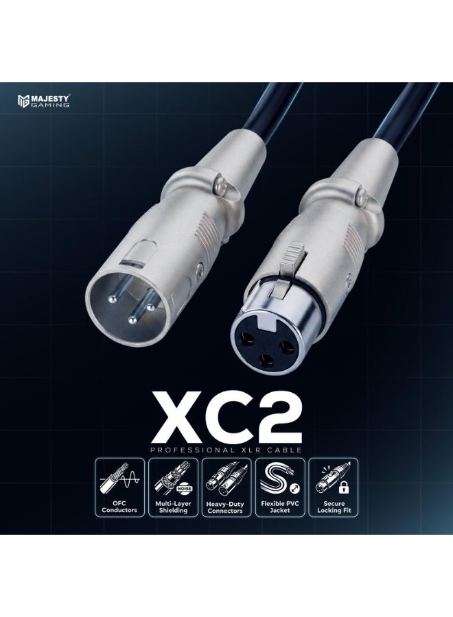 ماجيستي كابل ميكروفون من ماجيستي XLR احترافي | نقل صوت متوازن منخفض الضوضاء | ذكر إلى أنثى | متوافق مع الميكروفونات وواجهات الصوت والمكسرات والاستوديو - 2 متر - Image 2