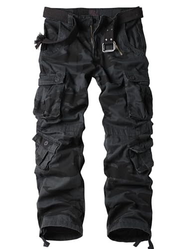 AKARMY Men's Casual Cargo Pants Military Army Camo Pants Combat Work Pants with 8 Pockets E Camouflage 30 - Image 1