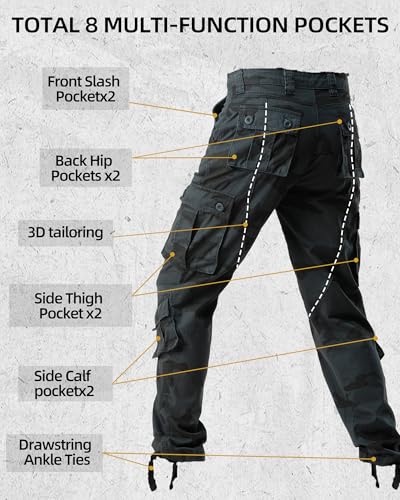 AKARMY Men's Casual Cargo Pants Military Army Camo Pants Combat Work Pants with 8 Pockets E Camouflage 30 - Image 4