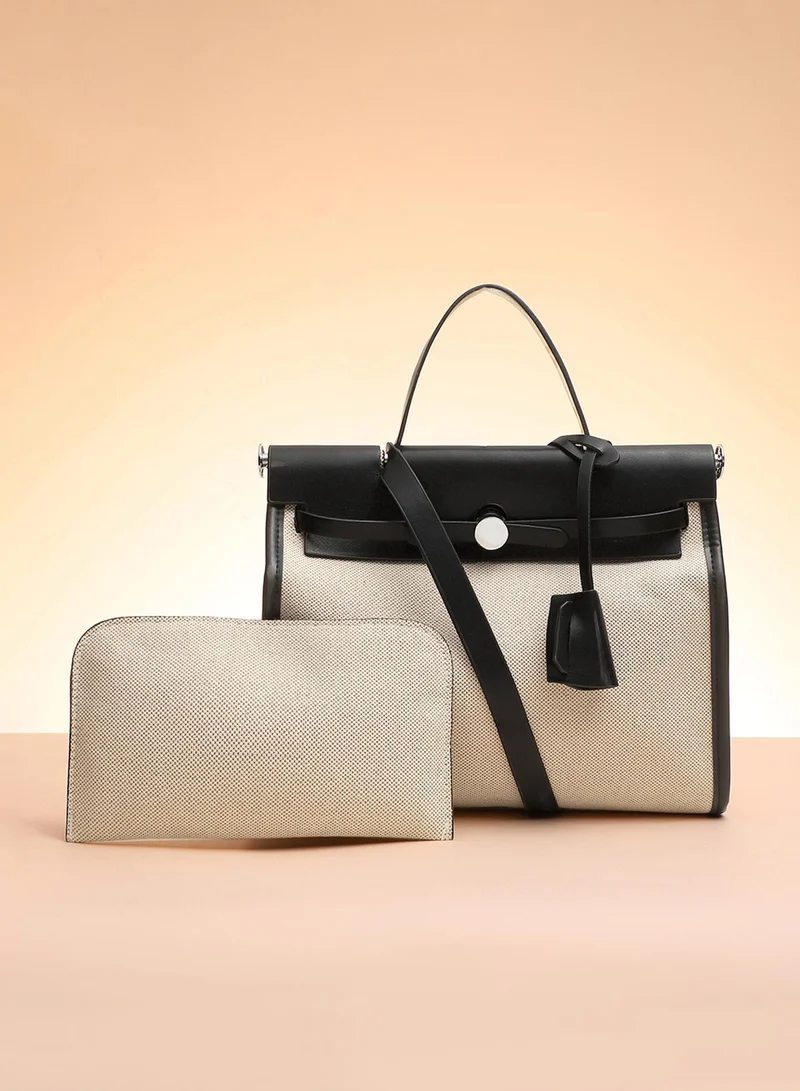Structured Block With Pouch Hand Bag