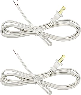 Creative Hobbies White Lamp Cord, 8 Foot Long, Replacement Lamp Cord Lamp Repair Part, 18/2 SPT-1 Wire, UL Listed (2) - Image 1