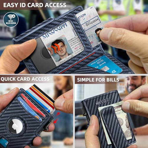 miyozi Airtag Wallet for Men,with Money Clip 10 Cards Metal Case Smart Slim Pop Up Credit Card Holder Flip with Magnetic Closure RFID Blocking wallet with Gift Box - Image 5