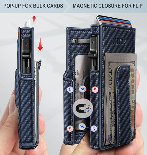 miyozi Airtag Wallet for Men,with Money Clip 10 Cards Metal Case Smart Slim Pop Up Credit Card Holder Flip with Magnetic Closure RFID Blocking wallet with Gift Box - Image 3