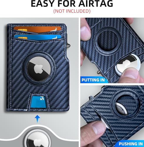 miyozi Airtag Wallet for Men,with Money Clip 10 Cards Metal Case Smart Slim Pop Up Credit Card Holder Flip with Magnetic Closure RFID Blocking wallet with Gift Box - Image 4