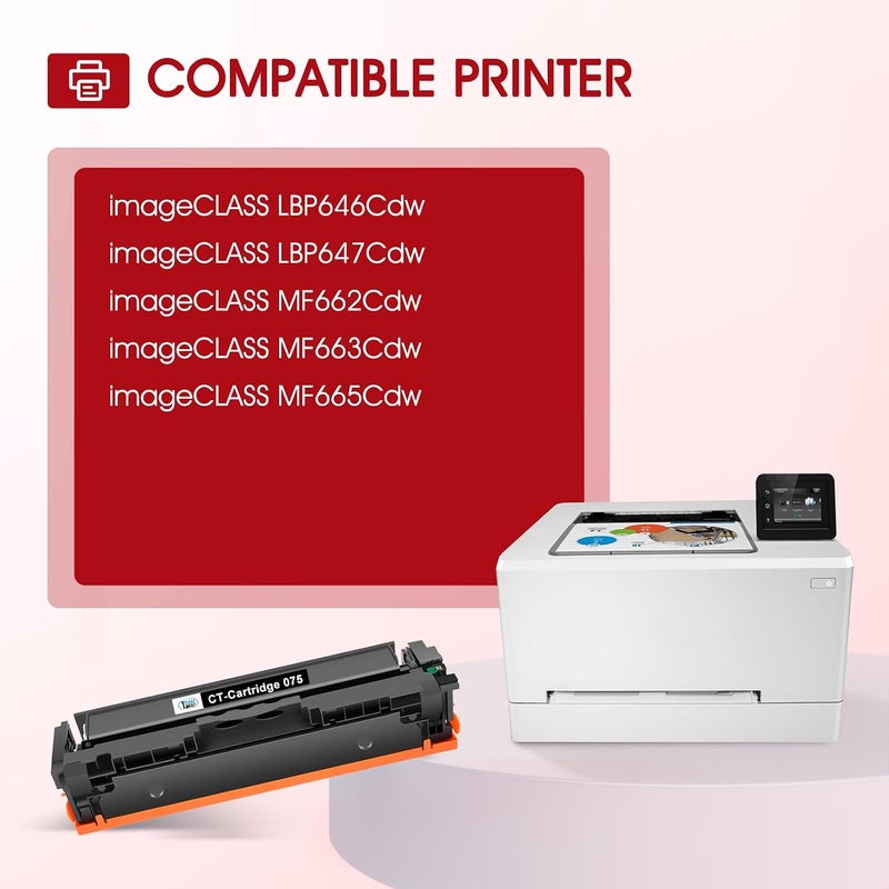 كول تونر مجموعة خرطوشة حبر 075 075H LBP646Cdw MF665CDW MF662CDW بديلة متوافقة مع Canon Color ImageCLASS MF663Cdw LBP647Cdw MF660c LBP640c عبوة 4 عالية الإنتاجية (أسود سماوي أصفر أرجواني) - Image 2
