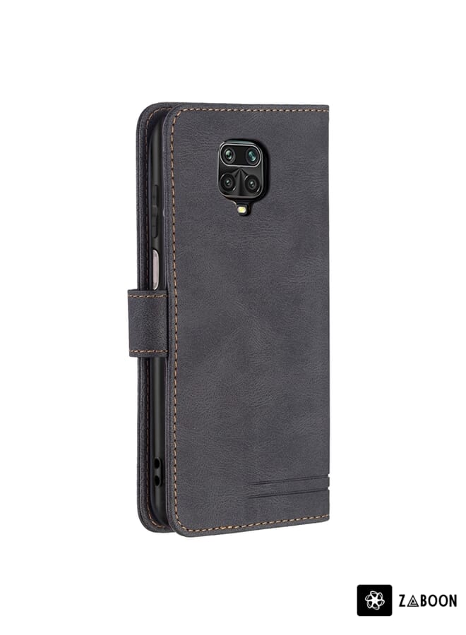 Zaboon Protective Case For Xiaomi Redmi Note 9 Pro Magnetic Clasp RFID Blocking Anti-Theft Leather Case with Holder & Card Slots & Wallet - Image 3