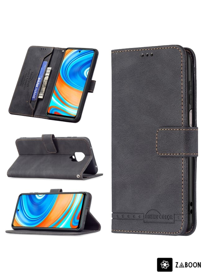 Zaboon Protective Case For Xiaomi Redmi Note 9 Pro Magnetic Clasp RFID Blocking Anti-Theft Leather Case with Holder & Card Slots & Wallet - Image 1