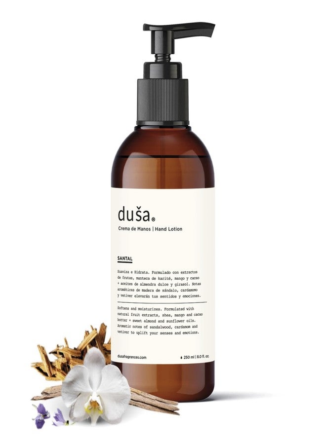 DUSA Premium Natural Santal Hand Lotion – 8 oz - Vegan Moisturizing Hand Cream, Deep Hydration with Shea, Mango & Cocoa Butter, Sweet Almond & Sunflower Oils – Softens & Nourishes Dry Skin - Image 1