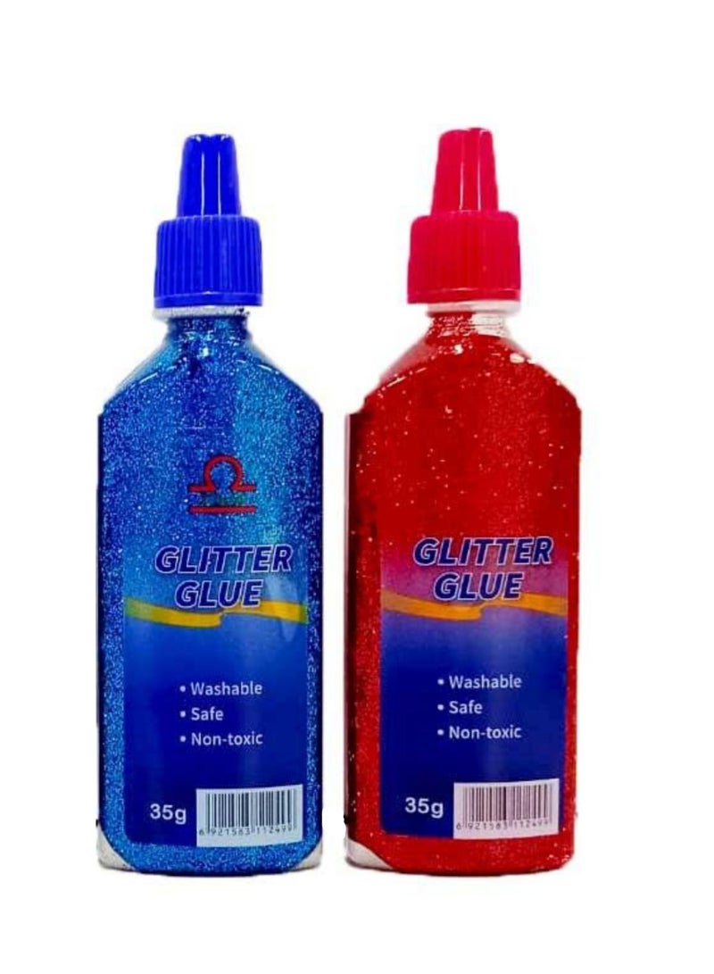 Libra Glitter Glue Bottle Blue/Red (Pack of 2) - Image 1